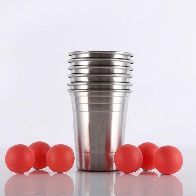 China In Stock Custom Logo Wine Tumbler Cup Stackable Stainless Steel Beer Pong Game Cup for sale