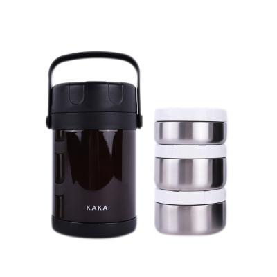 Cina 2.0L Vacuum Insulated Thermos Flask Food Container Food Insulated Lunch Box With 3 Lunch Boxes in vendita