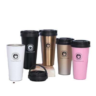 Chine Wholesale Double Wall Stainless Steel Coffee Cup Vacuum Coffee Thermos Insulated Travel Water Tumbler With Top Handle Lid à vendre