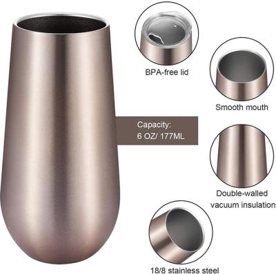 China Double Wall Wine Tumbler Cup Stemless Egg Shape Vacuum Insulated Water Cup for sale