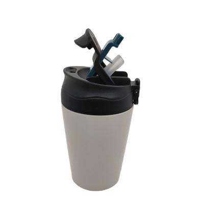 China New designed 400ml Double Wall Stainless Steel Vacuum 2 in 1 Straw Sippy cup Coffee mug Te koop