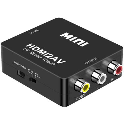 China Hot Selling Mini Size 1080P HDMI To RCA AV Adapter Conberter CVBS HDMI2AV L/R Video HDMI2AV for sale