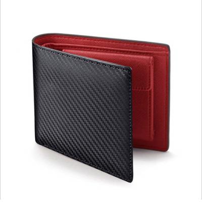 China 2021 Hot Sale Amazon RFID Custom Leather Wallet For Men Carbon Fiber RFID Wallet Short Wallet Japan Leather Japan Style for sale