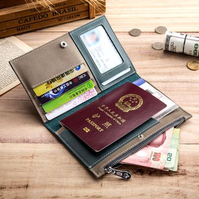 China Overseas Anti-theft Wallet Multi-Function Zipper RFID Protection Passport Bag Leather Women's Travel Ticket Holder Ultra-thin Document Bag for sale