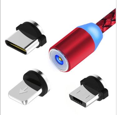 China Mobile Phone Types On Stock 3 In 1 Round Magnetic Phone Cable Type C USB Fast Charging Cable for sale