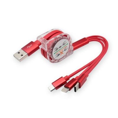 China Hot Selling New Arrival MP3/MP4 Player 3 In 1 Retractable Multi Type C USB Cable Charger Charging Cable for sale