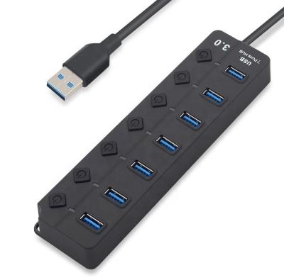 China Hot USB 3.0 Ports USB 3.0 Ports USB Hub Charging+Data Transfer Seil 7 Ports Hub With Different LED Switches for sale