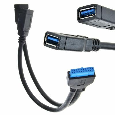 China 2 Port USB 3.0 High Purity Oxygen Free Copper Female To 20 Pin Header Motherboard Cable Lead Wire Adapter for sale