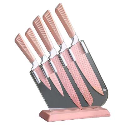 China Viable Block Kitchen Knife Set 6pcs Stainless Steel ABS Handle Box High Carbon Logo Item Packing Piece Packaging Color Eco for sale