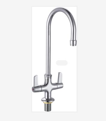 China Industrial Double Handle Deck Mounted Faucets For Kitchen, Brass Waterfall Sink Faucet For Kitchen for sale