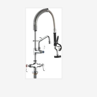 China Two Way Kitchen Industrial Commercial Faucet Deck Mount Water Mixer Tap American NSF 61-9 With Double Faucet Handle Single Hole Pull Out for sale