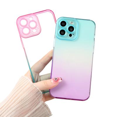 China Shockproof Anti Scratch Cover Device For Iphone 14 Pro 13 12 11 Xs Max Transparent Clear Acrylic Gradient Max Cell Phone Case for sale