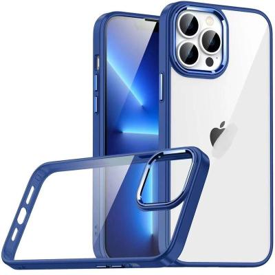 China Colorful Shockproof Shockproof Phone Cover For Iphone 14 pro 12 max Clear Acrylic 11 Metal Camera Lens Phone Case for sale