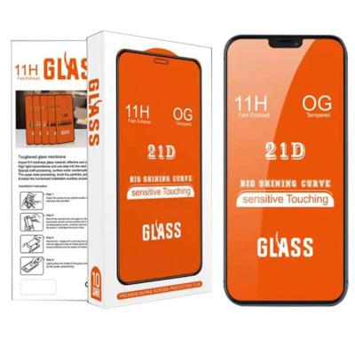 China High Glue 9H 0.33mm Full Coverage 21D Transparent Tempered Glass Film For iPhone14 13 12 11 pro Max Mobile Phone Screen Protector for sale