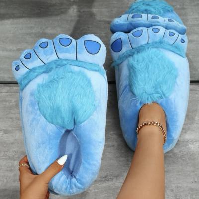 China Wholesale Fashion Trend Plus Size Cute Plush Foot Shape Colorblock Novelty Fluffy Slippers Support Shoes Comfortable Home Slippers for sale