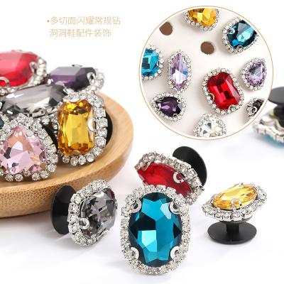 China Crystal Shoe Clog Charms Luxury Custom Logo Rhinestone Shoe Charms and Clogs Bling Fashion Diamond Shoe Accessories for sale