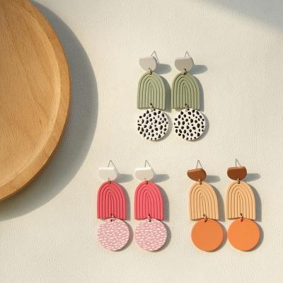 China Hot sale fashion boutique style cartoon spotted cute jewelry vari-shape polymer clay earrings acrylic resin chunky stud earrings for sale