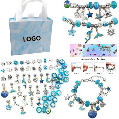 China Wholesale DIY Cute LOGO Custom Charm Bracelet Set Alloy Crystal Glass Loose Beads Rainbow Charms For Diy Bracelet Making Kits for sale