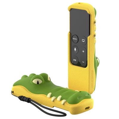 China Nontoxic ; Untra-thin Colorful Crocodile Silicone Case Cover For Apple TV Alligator Cover Remote Storage For Airtag Easy To Find Remote Conrtol for sale