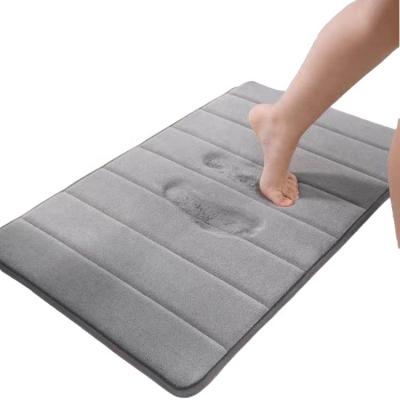 China Washable Embossed sponge Bathroom floor mat with square shape kitchen sponge polyester microfiber bath rug memory foam bath mat for sale