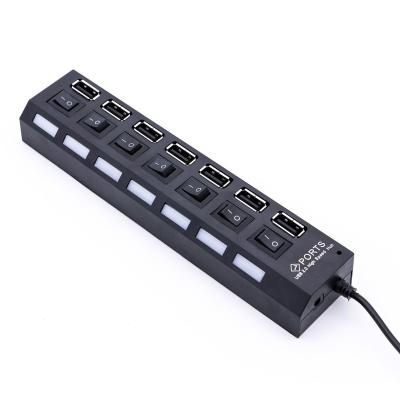 Chine USB à grande vitesse 2,0 hub de 7 ports USB avec l'adaptateur de puissance et les différents interrupteurs on/offs pour MacBook, ordinateur portable extérieur, PC, HD à vendre