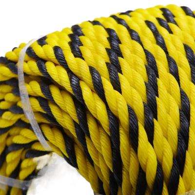 China Polyethylene Plastic Twisted Twine 3 Strands Tiger Packaging Rope Yellow And Black Color for sale