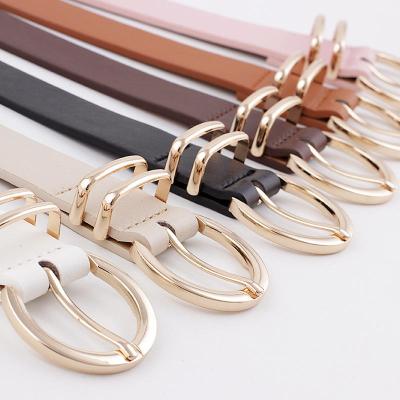 China Wholesale high quality manufacturers designer women's PU belt girls dresses jeans tie fashion gold buckle ladies leather trim belt for sale