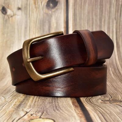 China 2023 New High Quality Needle Buckle Retro Cowhide Leather Belts Mens Leather Belts Double Sided Solid Copper Coated Main for sale