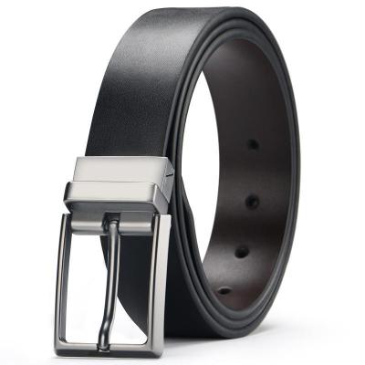 China High Quality Fashion Two-Layer Hot Selling Leather Needle Buckle With Double-Sided Swivel Buckle Men's Belt Genuine Leather for sale