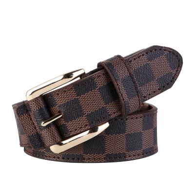 China High Quality Factory Direct Sales Vintage Plaid Pin Buckle Belt Men Belt Wholesale Leather for sale