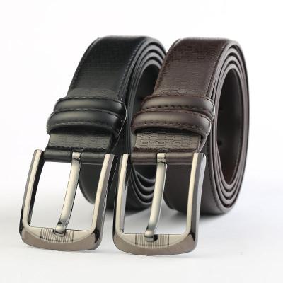 China Hot Sale Square Head Pin Buckle Black Brown Single Ring Leather Belt For Man Business Fashion High Quality for sale