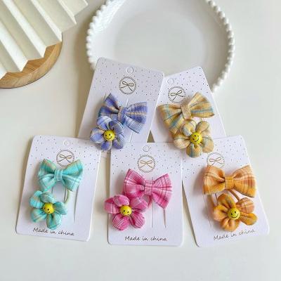 China Decoration Wholesale 2 Pcs/Set Bowknot Hair Clips And Hair Ties Set For Kids Children Hair Accessories For Girl for sale