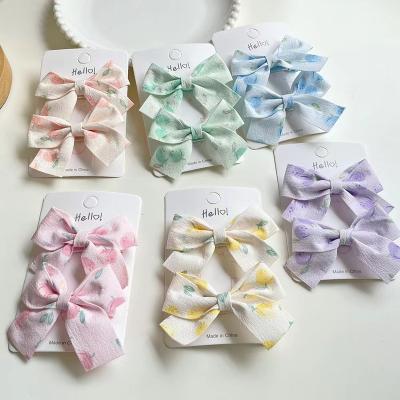 China 2pcs/set Decoration Customized Cute Fruit Bowknot Fabric Kids Hairpins Kids Hair Clips Hair Accessories For Girl for sale