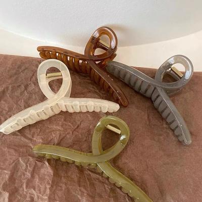 China Korean Stats Morandi Style Decoration Jelly Color Hair Claw Clip Oversized For Ladies Hair Cuts Hair Accessories For Woman for sale