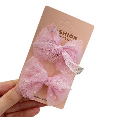 China Decoration Wholesale Hair Clips Hair Accessories Girls Headwear Girls Princess Party Children Hairpin Sequin Fabric Bowknot 2pcs/set for sale