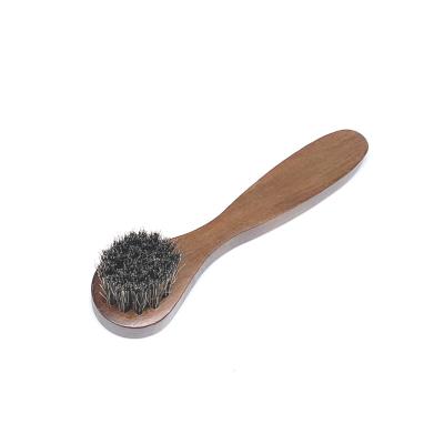 China Shoe Brush Wood Handle Long Round Head Shoe Brush Schima Shoe Shine Brush for sale