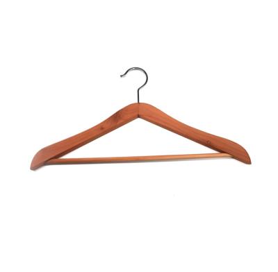 China Durable Professional Hot Sale Premium Cedar Beech Coat Hanger Wood For Mens And Ladies Wooden Suit Hanger With Pant Bar WHB04 for sale