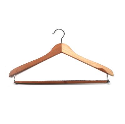 China Premium Professional Durable Cedar Beech Wood Coat Hanger for Men and Ladies Coat Panty Bar WHB06 Hot Selling Wooden Suit Hanger for sale