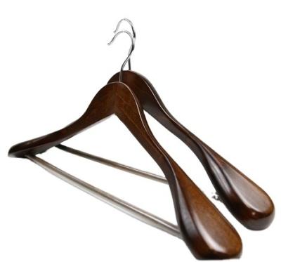 China CLASSIC professional hot sale wooden clothes hanger wide shoulder with hook flat luxury style wood hanger WHB11 for sale