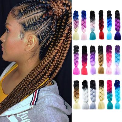 China Synthetic Hair 24inch Afro Ombre Box Twist Braiding Hair Extensions Yaki Braiding Hair Elephant Braids Braiding Hair Wholesale for sale