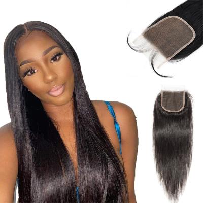 China 100%Human hair free sample raw indian hair,4x4 lace closure straight free shipping,virgin cuticle aligned hair for sale