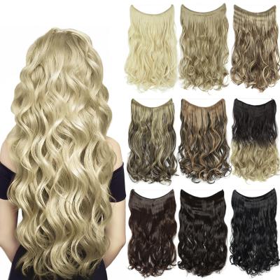 China Free Shipping Body Wave Yarn Elastic Hair, High Temperature Yarn Hair, Invisible Halo Synthetic Hair Extensions for sale