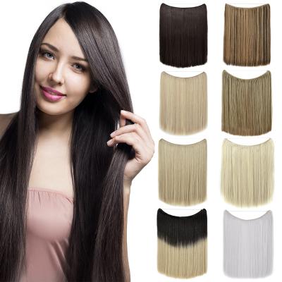 China Silky Straight Wave Invisible Wire In Hair Extensions No Staples Synthetic Ombre Bayalage Secret Crown Wire Natural Hidden Invisible Hair for sale