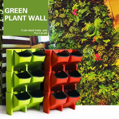 China Manufacturer Corrosion Resistance Tall Hanging Wall Mounted Flower Vertical Stackable Pots Planters Plastic Garden Pots for sale