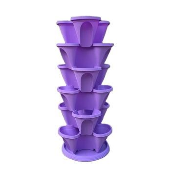 China Wholesale Corrosion Resistance Tower Tower Pots Vertical Plastic Strawberry Flower Pot Outdoor Stackable Garden Planter for sale