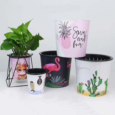 China Wholesale Chinese Style Garden Supplies Flower Pot Decorative Drawing Design Color Plastic Custom Flower in Pot for Kids Home Decor for sale