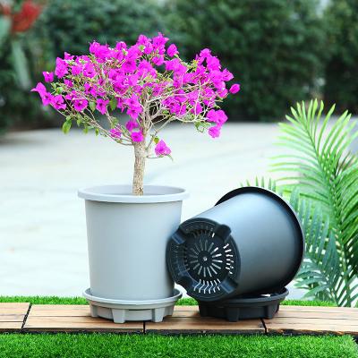 China Europe factory hot sale wholesale cheap round shape small plastic flower pot with tray for sale