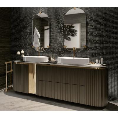 China Modern Bathroom Furniture Cost Effective Sink Bathroom Vanity Cabinets Design With Natural Marble Stone Top for sale