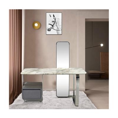 China Exquisite Workmanship Storage Make Up Vanity Dressing Table Bedroom 20mm Thickness Light Table Top Luxury Natural Marble Dressing Table for sale