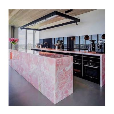 China Modern Customize Design Kitchen Marble Countertops Natural Pink Marble Countertops With Basin for sale